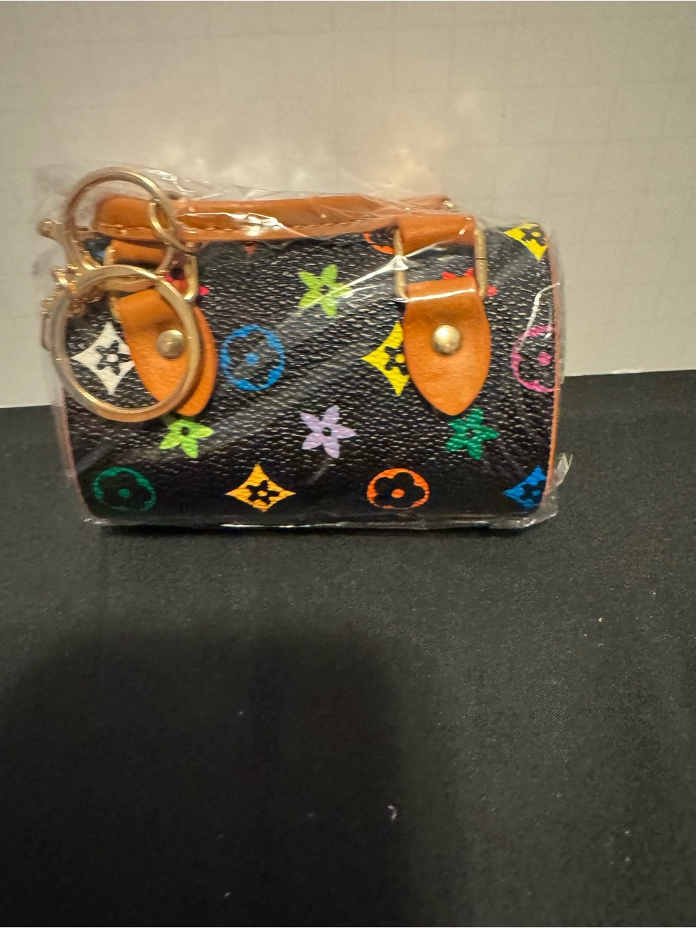 Designer-Inspired Multicolor Monogram Mini Barrel Bag Keychain